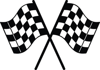 Stylized Black and White Racing Flags Vector Minimalist Crossed Flag Illustration