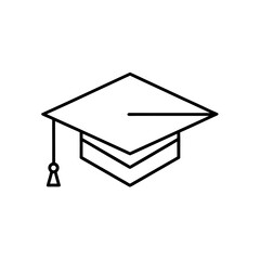 Outline drawing of a graduation cap with a tassel on transparent background silhouette