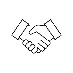 Outline drawing of a handshake with white background on transparent background silhouette
