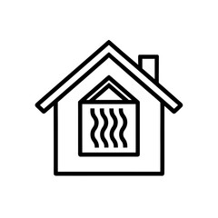 House with window and smoke coming from chimney on transparent background silhouette