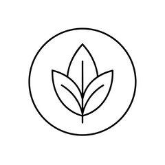 Three leaves in a circle line drawing simple icon on transparent background silhouette
