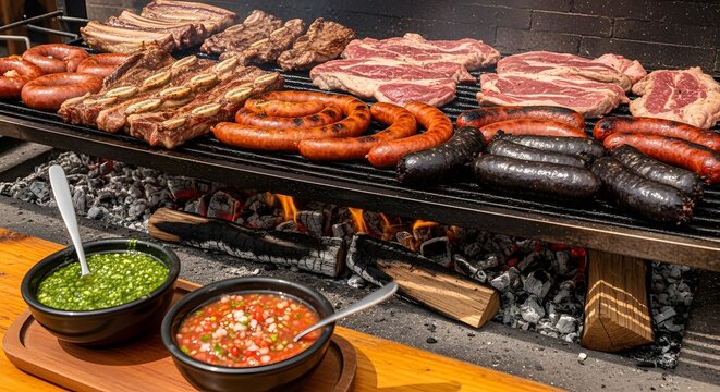 Traditional Argentine Asado at Golden Hour &ndash; Authentic Countryside Barbecue Scene
