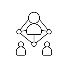Hierarchy structure with linked people representation on transparent background silhouette