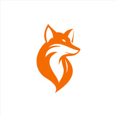 Modern Orange Fox Head Vector Logo, Elegant Curve and Clever Profile.