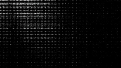 Abstract digital glitch pixel pattern on dark background with horizontal lines. Futuristic technology concept for data error or video signal interference.