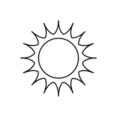 Simple line drawing of a sun with jagged edges on transparent background silhouette