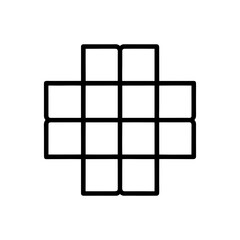 Geometric arrangement of nine squares in a shape on transparent background silhouette