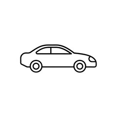 Simple outline drawing of a sedan style vehicle on transparent background silhouette