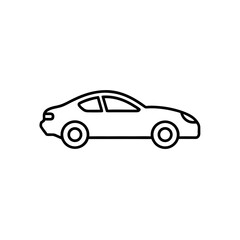 Outline drawing of a car in side profile view only on transparent background silhouette