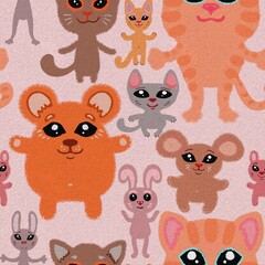 seamless pattern with kawaii animals 