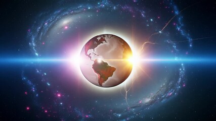 Stunning cosmic eclipse in deep space with brilliant starlight and vibrant nebula clouds perfect for science, astronomy and educational content