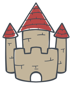 Cartoon Castle with Red Roofs Sticker