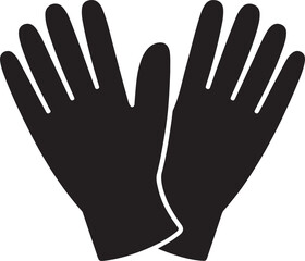 A pair of black work gloves for safety and protection icon. Vector Black silhouettes. with white background