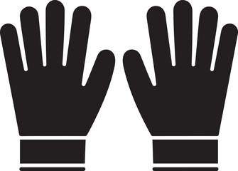 A pair of black work gloves for safety and protection icon. Vector Black silhouettes. with white background