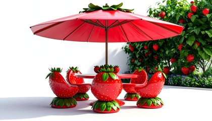 Modern fruit theme furniture strawberry table and seating design high resolution photo