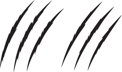 Four Black Scratch Marks, Sign of Claws. Vector Black silhouettes. with white background © Mofazzelh