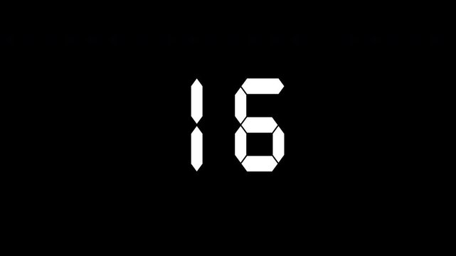 twenty second countdown timer animation, 20 to 0 seconds countdown on dark background
