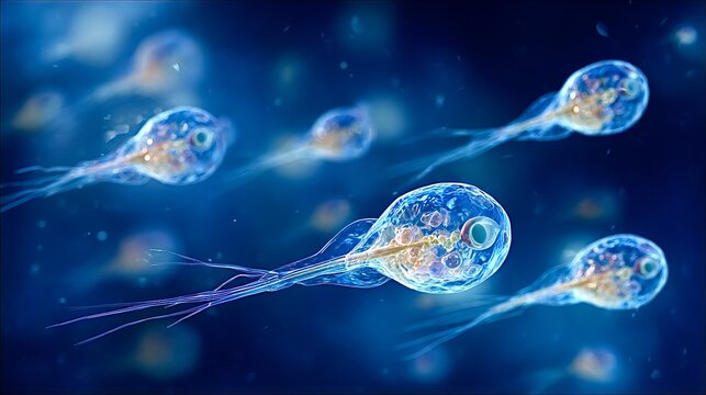 Giardia lamblia protozoa causing microscopic parasitic infection in host