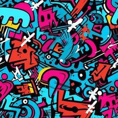 Obraz premium Abstract Graffiti Seamless Pattern, Urban Street Art Pattern, Graffiti Pattern, Graffiti Digital Paper, Modern Spray Paint, Street Style Graffiti, Graffiti Background
