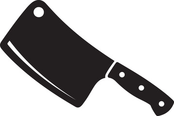 Simple black vector silhouette of a meat cleaver design. Vector Black silhouettes. with white background