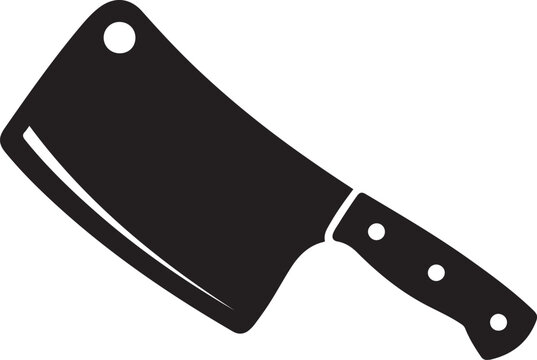 Simple black vector silhouette of a meat cleaver design. Vector Black silhouettes. with white background
