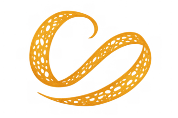 Hand-drawn organic orange swirl ribbon with abstract texture on a transparent alpha channel background