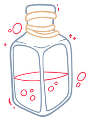 Glass Bottle with Liquid and Bubbles Sticker