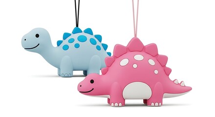 Naklejka premium Colorful Dinosaur Ornaments Hanging Blue Pink