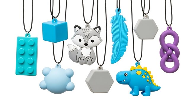 Adhd chew necklace collection of colorful teething necklaces