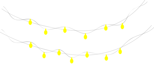 Soft glowing yellow string lights on a dark background