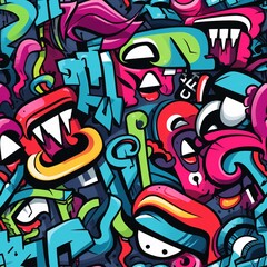 Obraz premium Abstract Graffiti Seamless Pattern, Urban Street Art Pattern, Graffiti Pattern, Graffiti Digital Paper, Modern Spray Paint, Street Style Graffiti, Graffiti Background