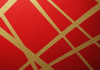 A vibrant background of glossy red and sparkling gold textured holiday gift wrap paper ready for seasonal present packaging preparation, winter, december, tradition