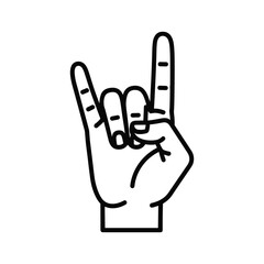 Hand making the rock on gesture with index and little finger up