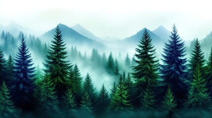 Fototapeta premium Misty Morning in a Serene Forest Scene