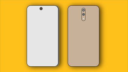 Sleek smartphone mockup showcasing front and back designs for app presentations, offering stylish, contemporary device visuals for modern technology concepts