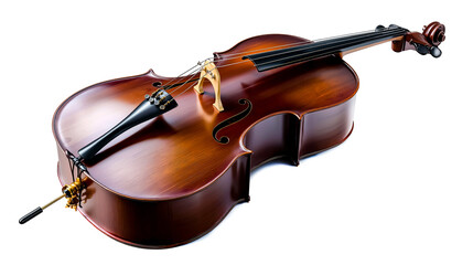 Fototapeta premium A violin with a black bow and a gold-colored tailpiece
