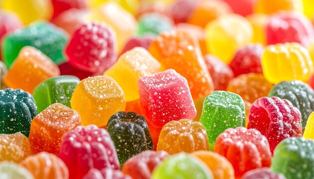Colorful gummy candies background close-up, tasty sweets background, sweet food dessert