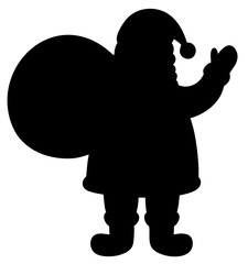 Santa Claus silhouette with gift bag, classic Christmas
