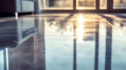 Closeup of surface shine after cleaning, natural daylight reflections, modern and tidy home aesthetic