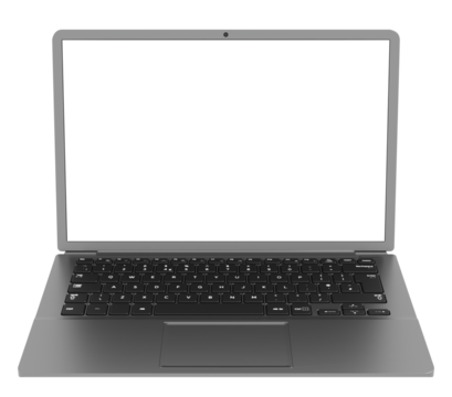 A stylish gray laptop with an insulated screen is the perfect layout for design. The ergonomic keyboard and minimalist design emphasize the professional style.