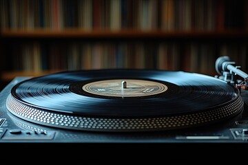 Vintage Vinyl Record on Turntable in Soft Focus
