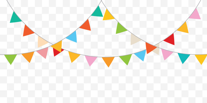 Set of multicolored buntings garlands flags isolated on white background. carnival colored garlands and bunting. confetti festive colorful carnival. Best Design Collection. EPS 10