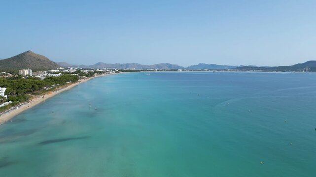 Mallorca, Majorca Alcudia, Drone view, Blue water