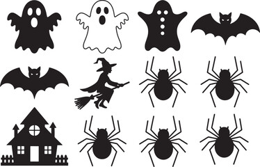 Halloween ghost graphic clip art design ghost illustration, Spooky Halloween silhouette, Halloween Icon Set - Spooky Collection