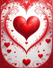 Romantic heart design on white background