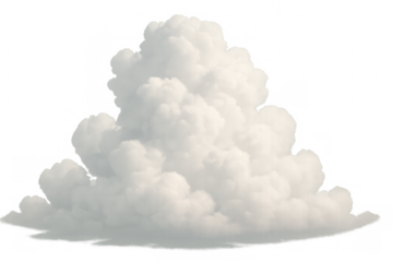 White cumulus cloud floating, showing fluffy texture and natural atmospheric phenomenon with a transparent alpha channel background
