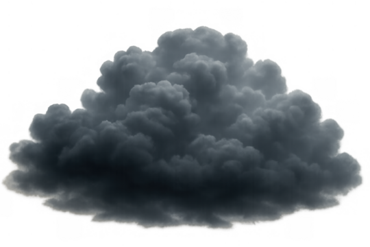 Dark stormy cloud bringing bad weather, forming a heavy cumulonimbus storm with rain and thunder, transparent background - Powered by Adobe