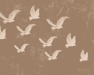 Hand drawing vector line bird design 