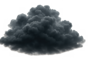 Dark storm cloud forming, bringing heavy rain, ominous weather atmosphere and transparent background