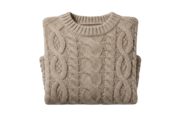 Fluffy Beige Knitwear Sweater Isolated on Transparent Background.png